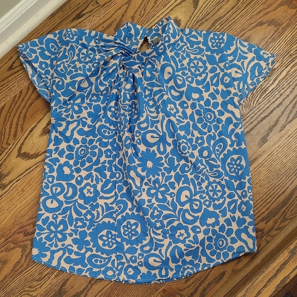 Anthropologie Blue Tassel Other - Anthropologie Blue Tassel Floral Blue Top Size XS